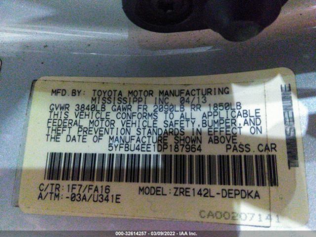 Photo 8 VIN: 5YFBU4EE1DP187964 - TOYOTA COROLLA 