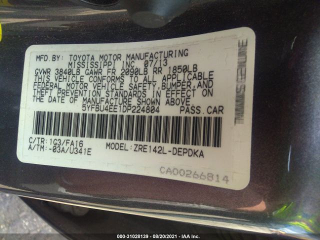 Photo 8 VIN: 5YFBU4EE1DP224804 - TOYOTA COROLLA 