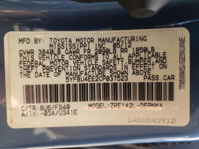 Photo 11 VIN: 5YFBU4EE2CP037523 - TOYOTA COROLLA BA 