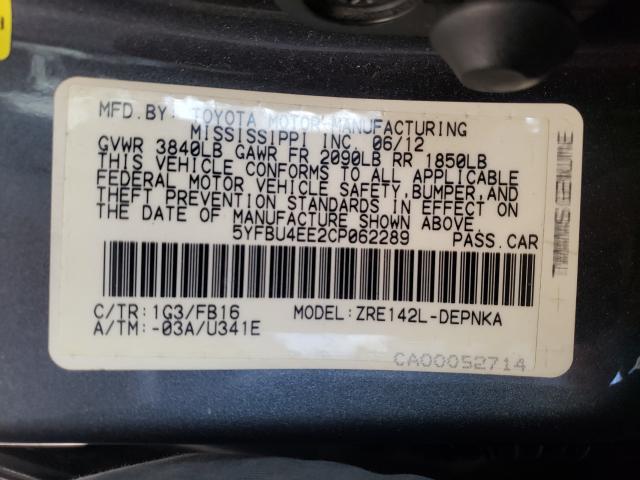 Photo 9 VIN: 5YFBU4EE2CP062289 - TOYOTA COROLLA BA 