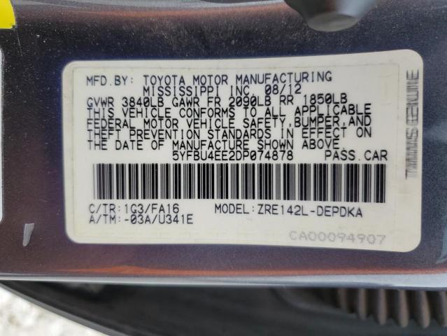 Photo 11 VIN: 5YFBU4EE2DP074878 - TOYOTA COROLLA BA 