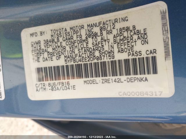 Photo 8 VIN: 5YFBU4EE2DP087159 - TOYOTA COROLLA 