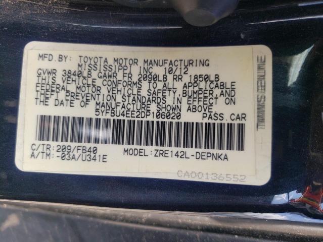 Photo 12 VIN: 5YFBU4EE2DP106020 - TOYOTA COROLLA BA 