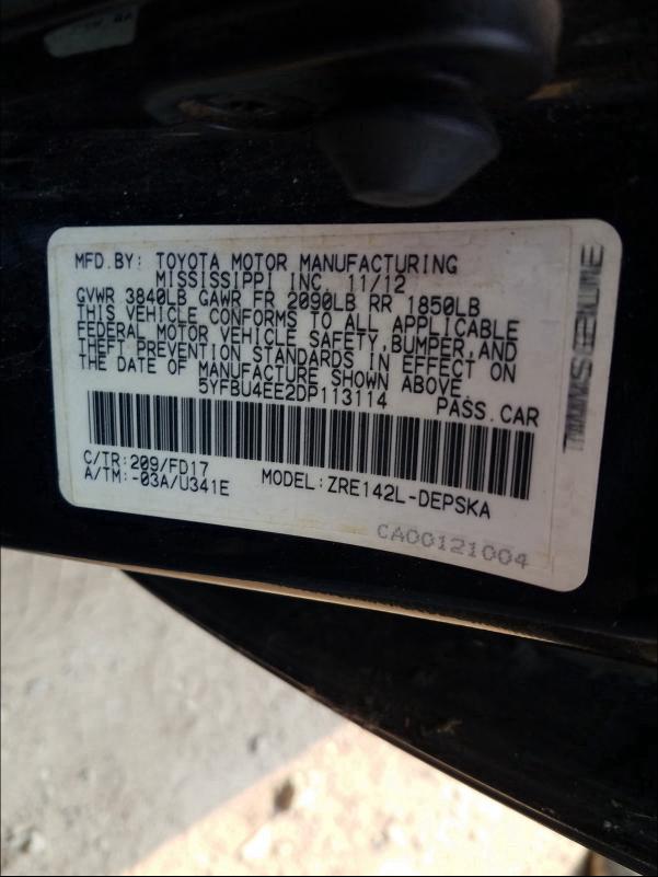 Photo 9 VIN: 5YFBU4EE2DP113114 - TOYOTA COROLLA BA 