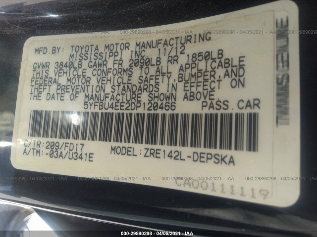 Photo 8 VIN: 5YFBU4EE2DP120466 - TOYOTA COROLLA 