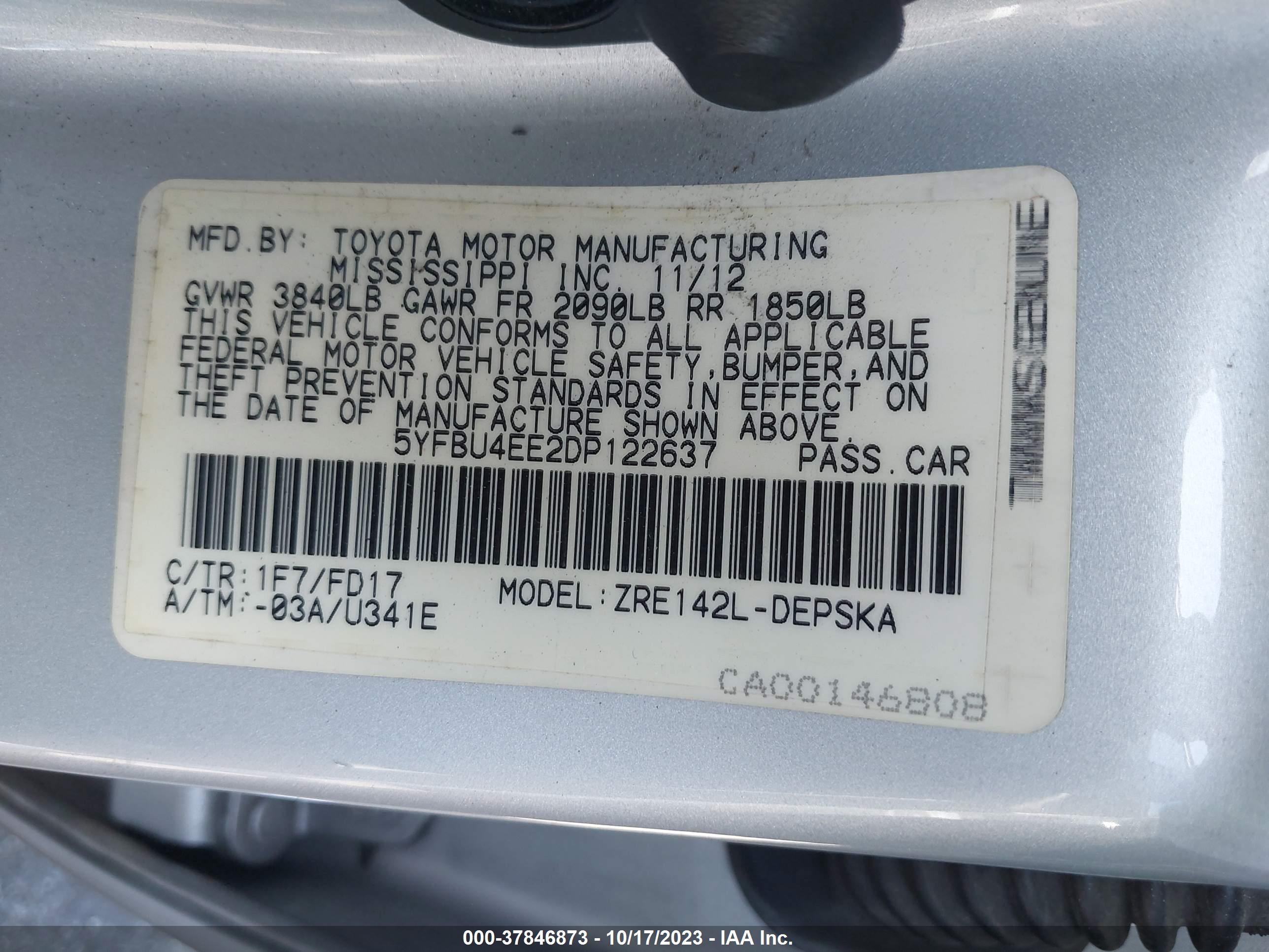 Photo 8 VIN: 5YFBU4EE2DP122637 - TOYOTA COROLLA 