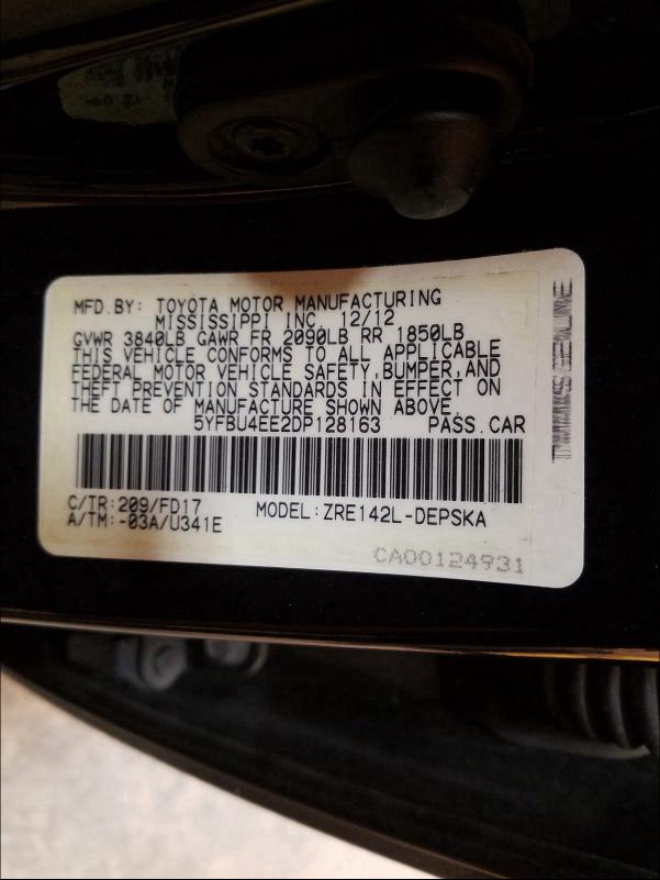 Photo 9 VIN: 5YFBU4EE2DP128163 - TOYOTA COROLLA BA 