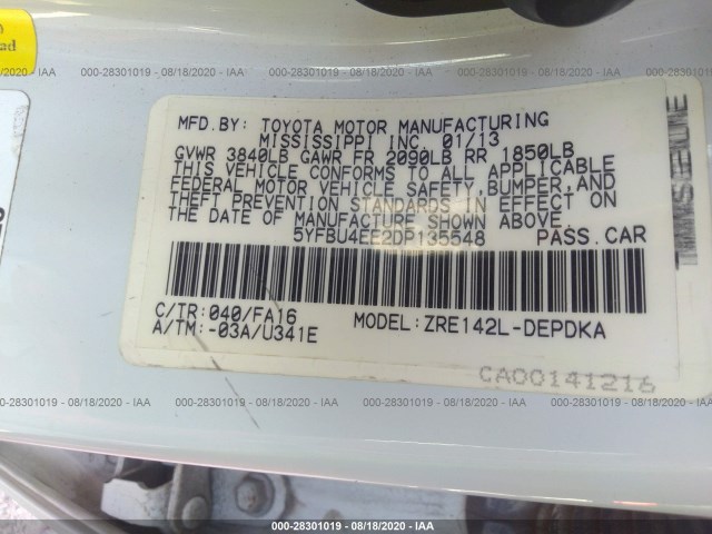 Photo 8 VIN: 5YFBU4EE2DP135548 - TOYOTA COROLLA 