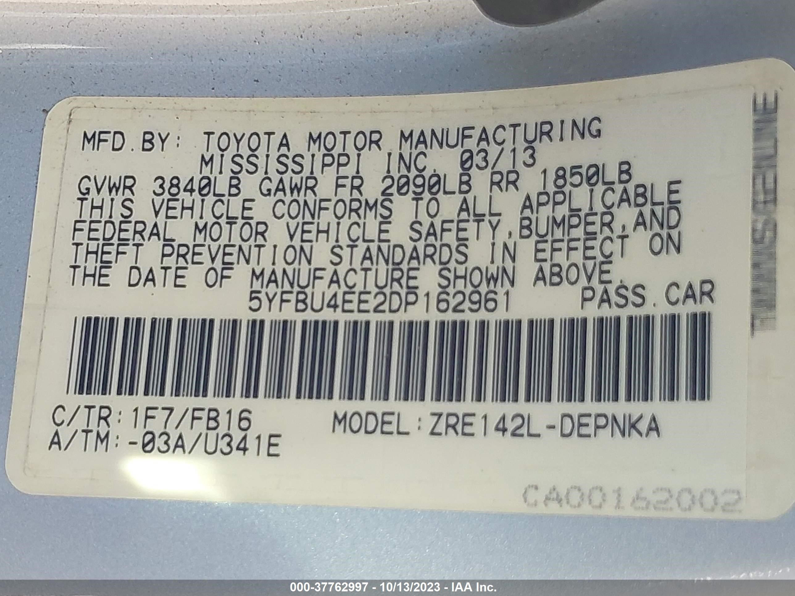 Photo 8 VIN: 5YFBU4EE2DP162961 - TOYOTA COROLLA 