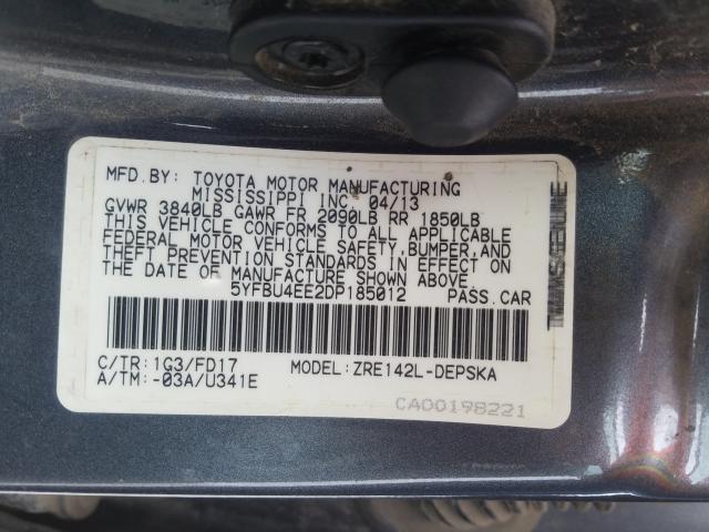 Photo 9 VIN: 5YFBU4EE2DP185012 - TOYOTA COROLLA BA 