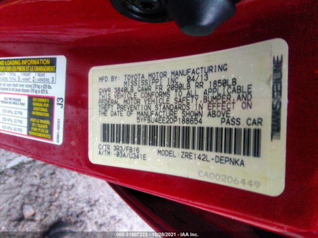 Photo 8 VIN: 5YFBU4EE2DP188654 - TOYOTA COROLLA 