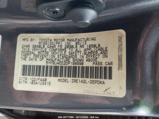 Photo 8 VIN: 5YFBU4EE2DP198990 - TOYOTA COROLLA 