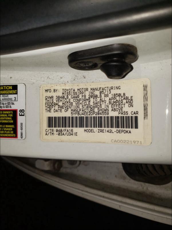 Photo 9 VIN: 5YFBU4EE2DP204559 - TOYOTA COROLLA BA 