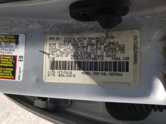 Photo 9 VIN: 5YFBU4EE2DP206716 - TOYOTA COROLLA BA 