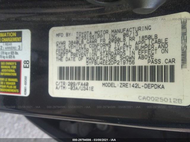 Photo 8 VIN: 5YFBU4EE2DP219756 - TOYOTA COROLLA 