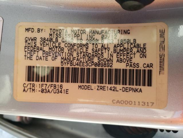 Photo 11 VIN: 5YFBU4EE3CP009892 - TOYOTA COROLLA BA 