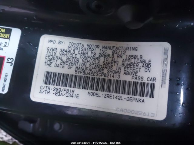 Photo 8 VIN: 5YFBU4EE3CP021413 - TOYOTA COROLLA 