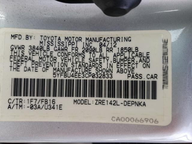 Photo 9 VIN: 5YFBU4EE3CP032833 - TOYOTA COROLLA BA 