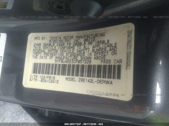 Photo 8 VIN: 5YFBU4EE3CP057229 - TOYOTA COROLLA 