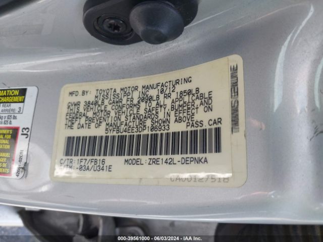 Photo 8 VIN: 5YFBU4EE3DP106933 - TOYOTA COROLLA 