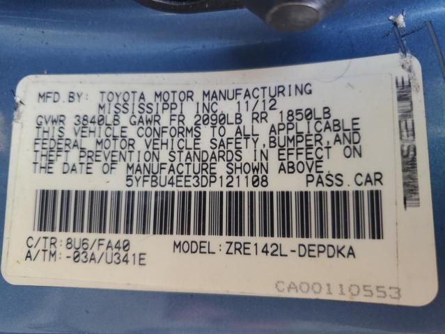 Photo 12 VIN: 5YFBU4EE3DP121108 - TOYOTA COROLLA BA 