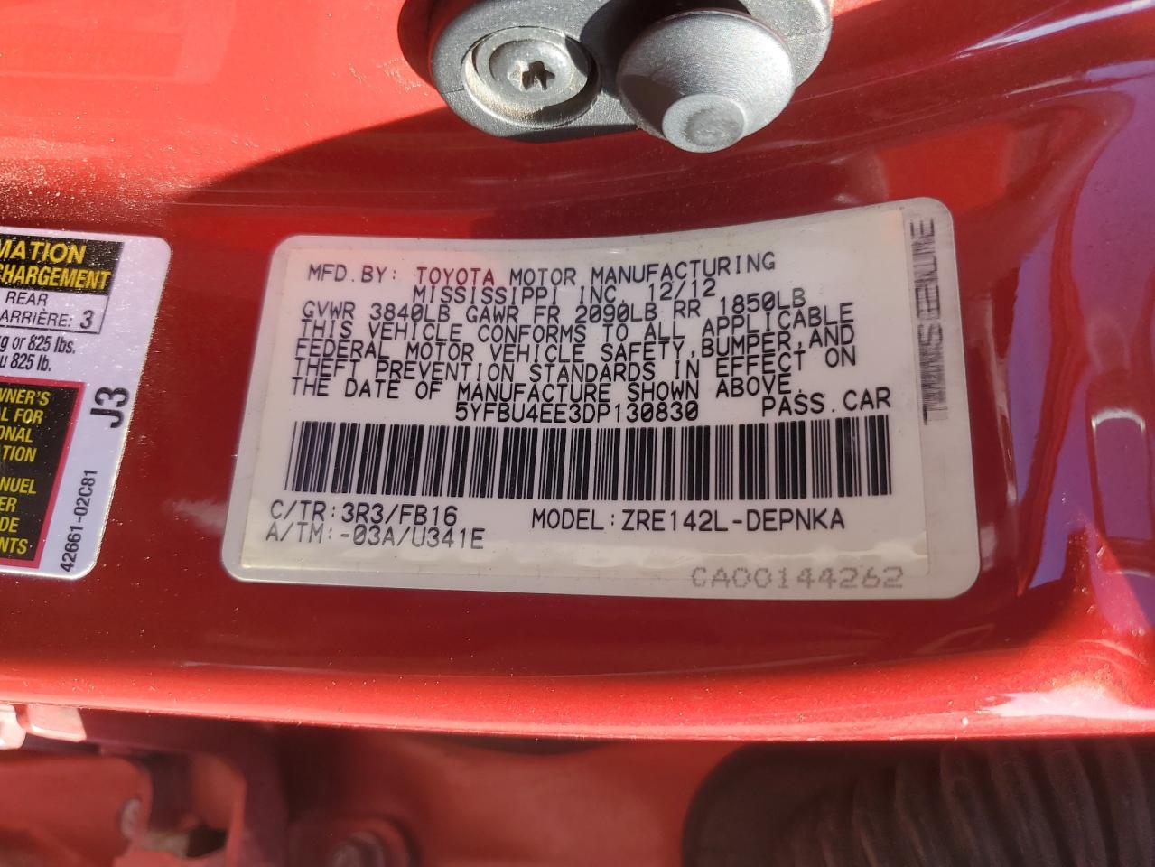 Photo 12 VIN: 5YFBU4EE3DP130830 - TOYOTA COROLLA 