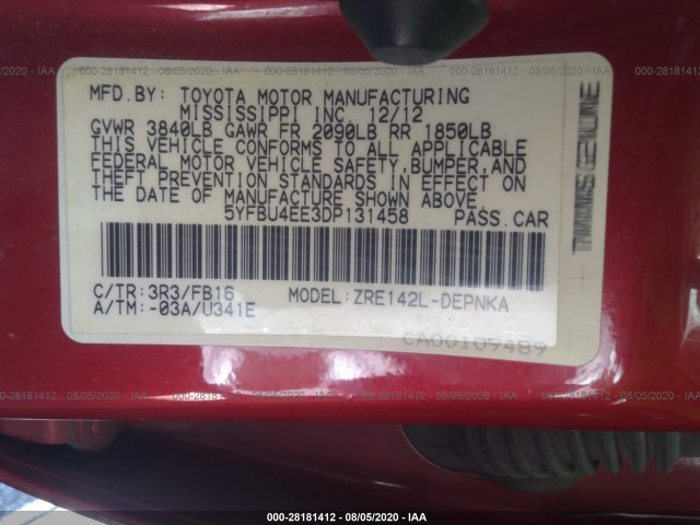 Photo 8 VIN: 5YFBU4EE3DP131458 - TOYOTA COROLLA 