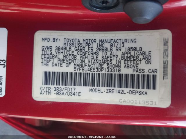 Photo 8 VIN: 5YFBU4EE3DP133310 - TOYOTA COROLLA 