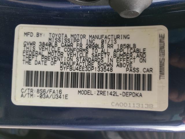 Photo 9 VIN: 5YFBU4EE3DP133548 - TOYOTA COROLLA BA 