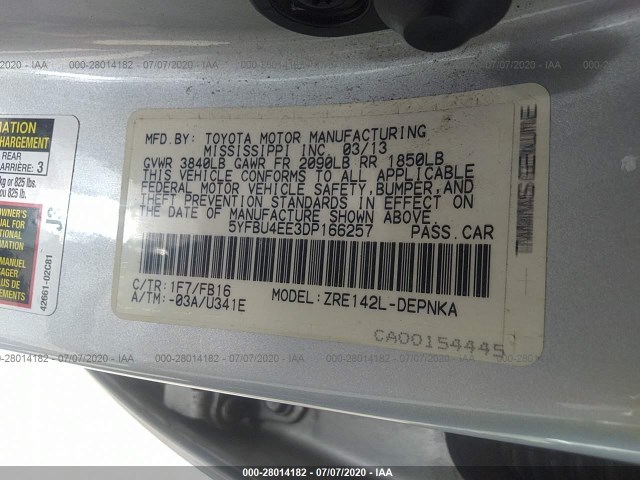 Photo 8 VIN: 5YFBU4EE3DP166257 - TOYOTA COROLLA 