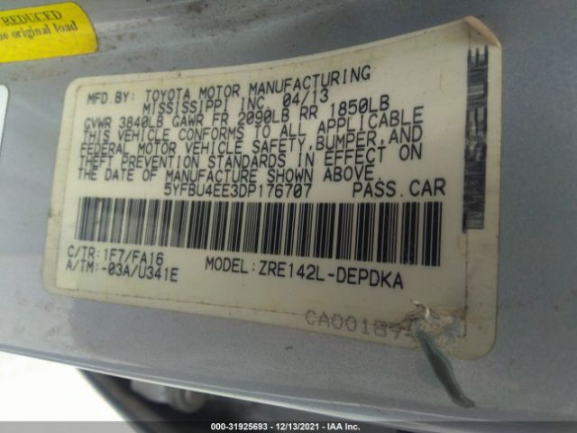 Photo 8 VIN: 5YFBU4EE3DP176707 - TOYOTA COROLLA 