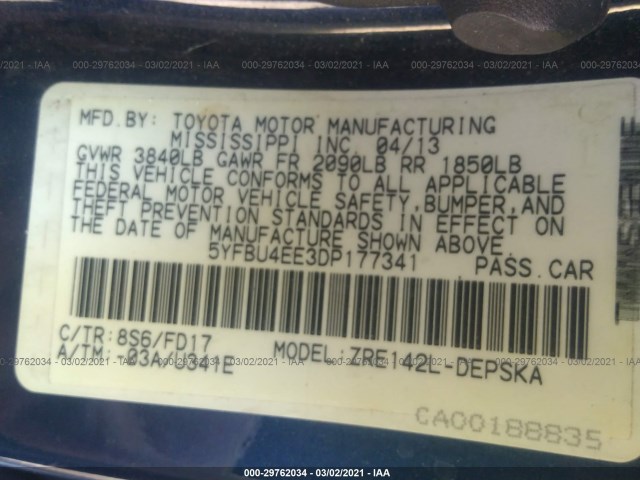 Photo 8 VIN: 5YFBU4EE3DP177341 - TOYOTA COROLLA 