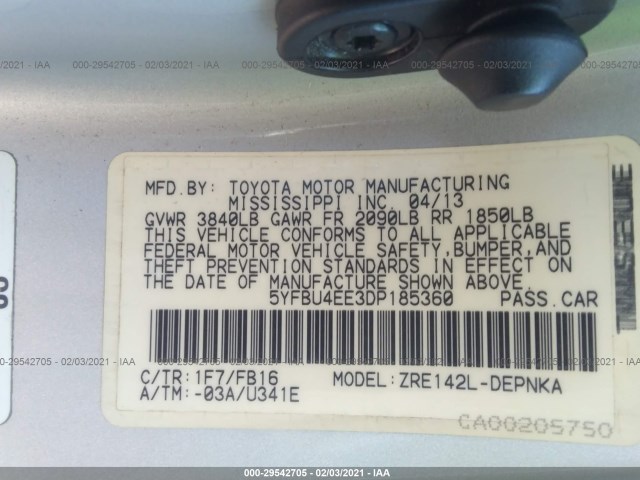 Photo 8 VIN: 5YFBU4EE3DP185360 - TOYOTA COROLLA 