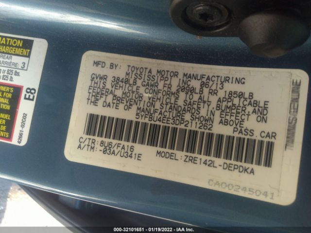 Photo 8 VIN: 5YFBU4EE3DP211262 - TOYOTA COROLLA 