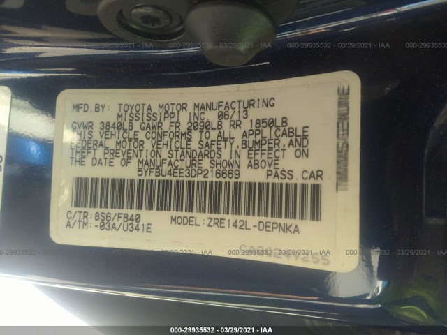 Photo 8 VIN: 5YFBU4EE3DP216669 - TOYOTA COROLLA 