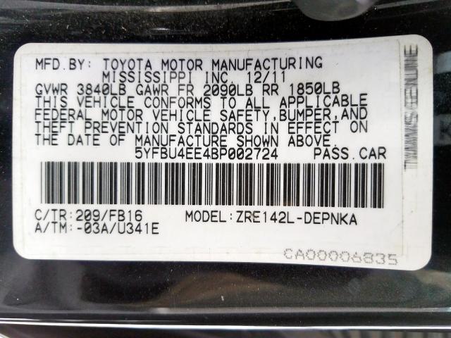 Photo 9 VIN: 5YFBU4EE4BP002724 - TOYOTA COROLLA BA 