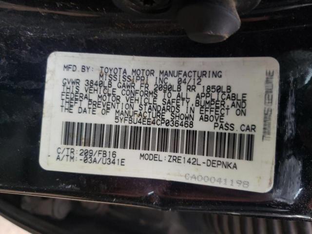 Photo 9 VIN: 5YFBU4EE4CP036468 - TOYOTA COROLLA BA 