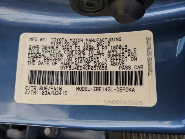 Photo 12 VIN: 5YFBU4EE4CP057658 - TOYOTA COROLLA 