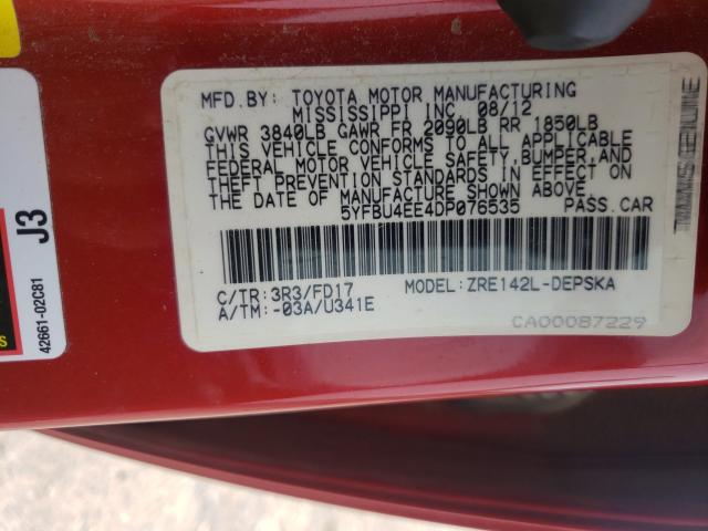 Photo 9 VIN: 5YFBU4EE4DP076535 - TOYOTA COROLLA BA 