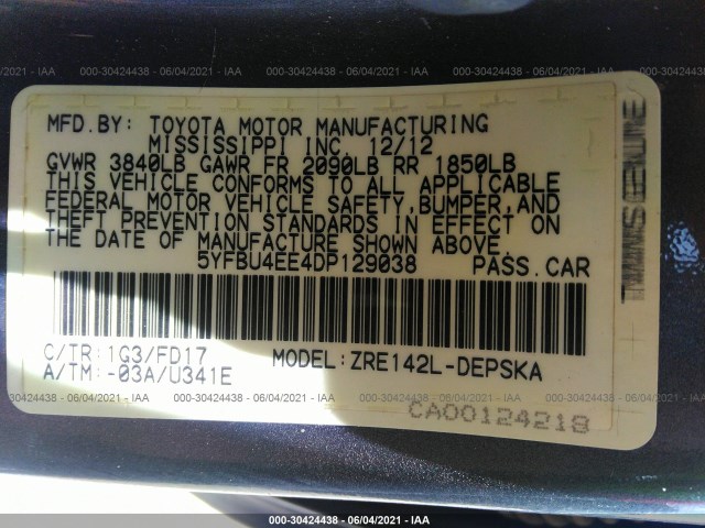 Photo 8 VIN: 5YFBU4EE4DP129038 - TOYOTA COROLLA 