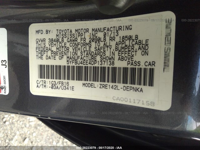 Photo 8 VIN: 5YFBU4EE4DP137138 - TOYOTA COROLLA 