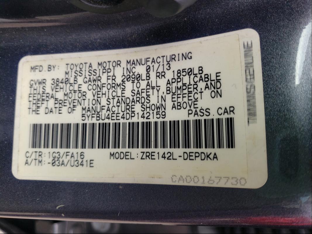 Photo 9 VIN: 5YFBU4EE4DP142159 - TOYOTA COROLLA BA 