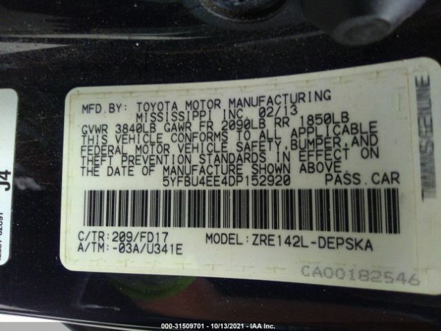 Photo 8 VIN: 5YFBU4EE4DP152920 - TOYOTA COROLLA 