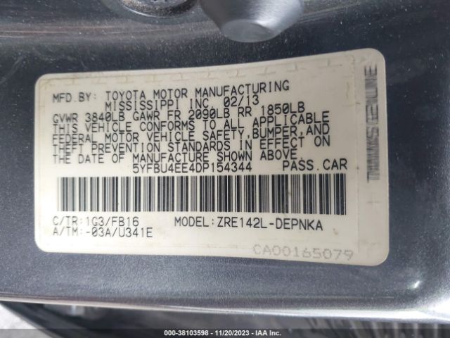 Photo 8 VIN: 5YFBU4EE4DP154344 - TOYOTA COROLLA 