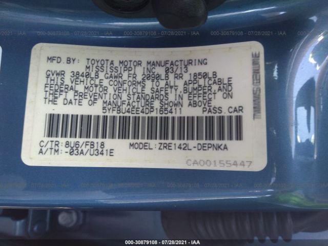 Photo 8 VIN: 5YFBU4EE4DP165411 - TOYOTA COROLLA 