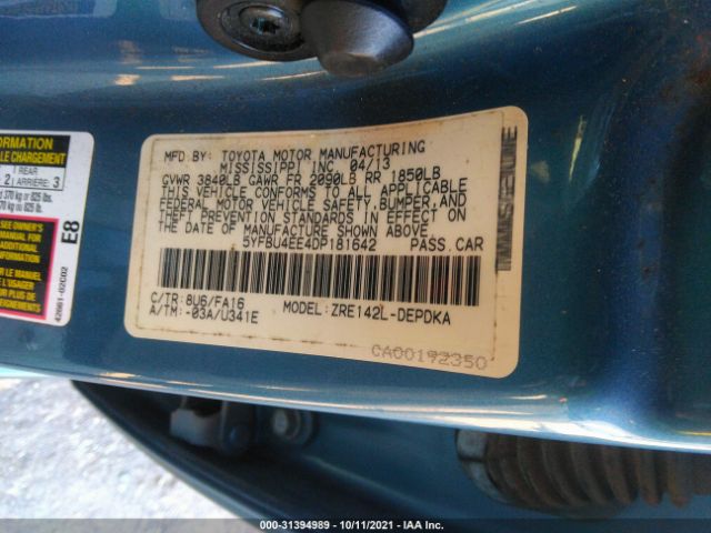 Photo 8 VIN: 5YFBU4EE4DP181642 - TOYOTA COROLLA 