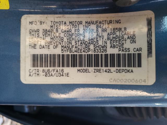 Photo 9 VIN: 5YFBU4EE4DP183326 - TOYOTA COROLLA BA 