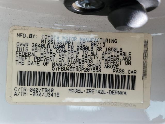 Photo 11 VIN: 5YFBU4EE4DP207558 - TOYOTA COROLLA BA 