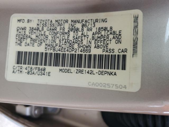 Photo 12 VIN: 5YFBU4EE4DP214669 - TOYOTA COROLLA BA 