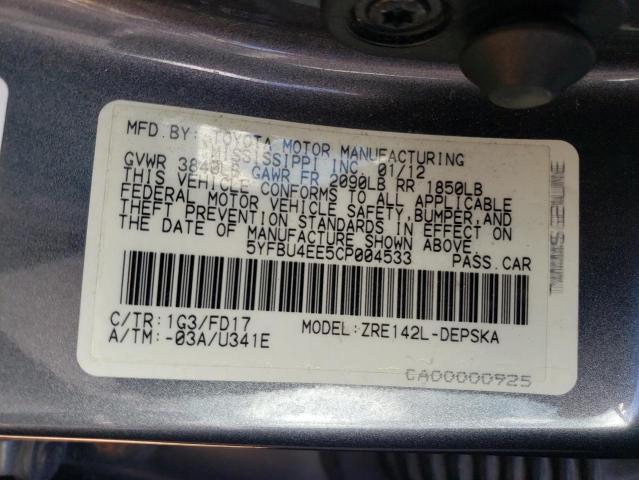 Photo 11 VIN: 5YFBU4EE5CP004533 - TOYOTA COROLLA 